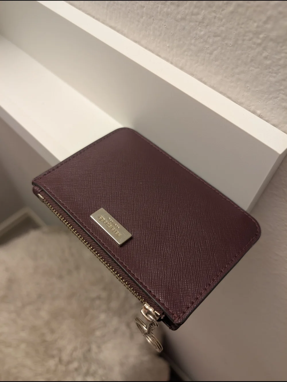 Kate Spade leather card wallet in cherrywood